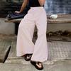 Women Pants with Pockets, Casual Wide Leg Trousers with Elastic Waist, Loose Fit Striped Print Pants for Everyday Wear