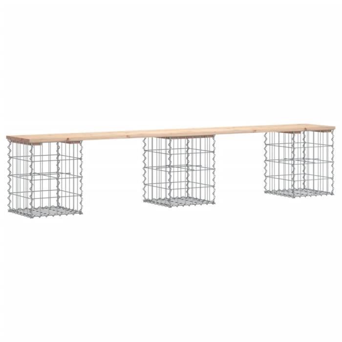 VidaXL Design Gabion Garden Bench 203x31x42 Cm Solid Pine Wood 834332