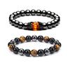 Hematite Obsidian Crown Bracelet 8mm Yellow Tiger Stone Bracelet for Couples