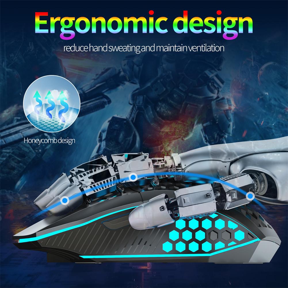 T500 2.4G Wireless Gaming Mouse 1600DPI Rechargeable Optical Silent Mouse With Rainbow Backlit 7 Buttons