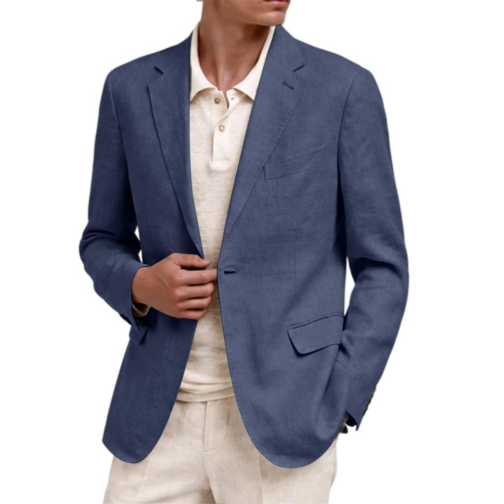 Herren Business Casual Langarm Revers mit Kerbe Dekorative Tasche Anzugjacke für Frühling und Herbst