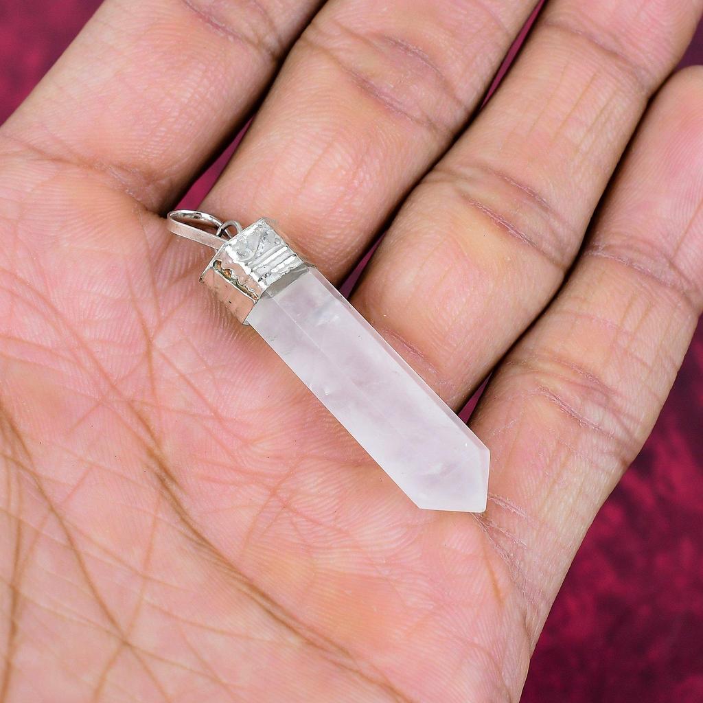 Rose Quartz Gemstone Handmade 925 Solid Sterling Silver Jewelry Designer Silver Chain Pendant Gift for Sister