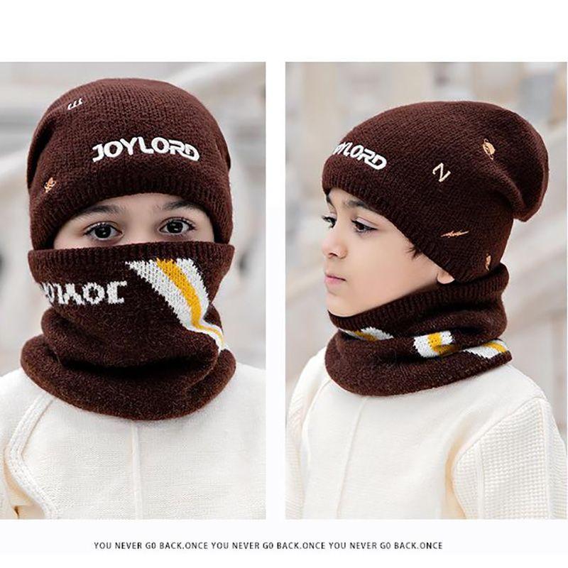 Chlapecká čepice Zimní teplá Dětská vlněná čepice Sametová zesílená Větruodolná čepice Nákrčník