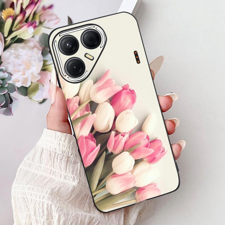 Black Silicone Cover For Tecno Pova 7 4G 5G / Pova 7 Pro Pova7 Ultra Neo Funda Cat Flower Dragon Design Bumper Soft Capa