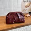Stylish, simple and versatile cross-border trend, single shoulder oblique span clip bag, mushroom nail chain pleated clutch women's bag