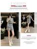 Korean Casual Women's Summer Shorts & Cartoon T-Shirt Set: Loose, Slimming, Short-Sleeve Sportswear