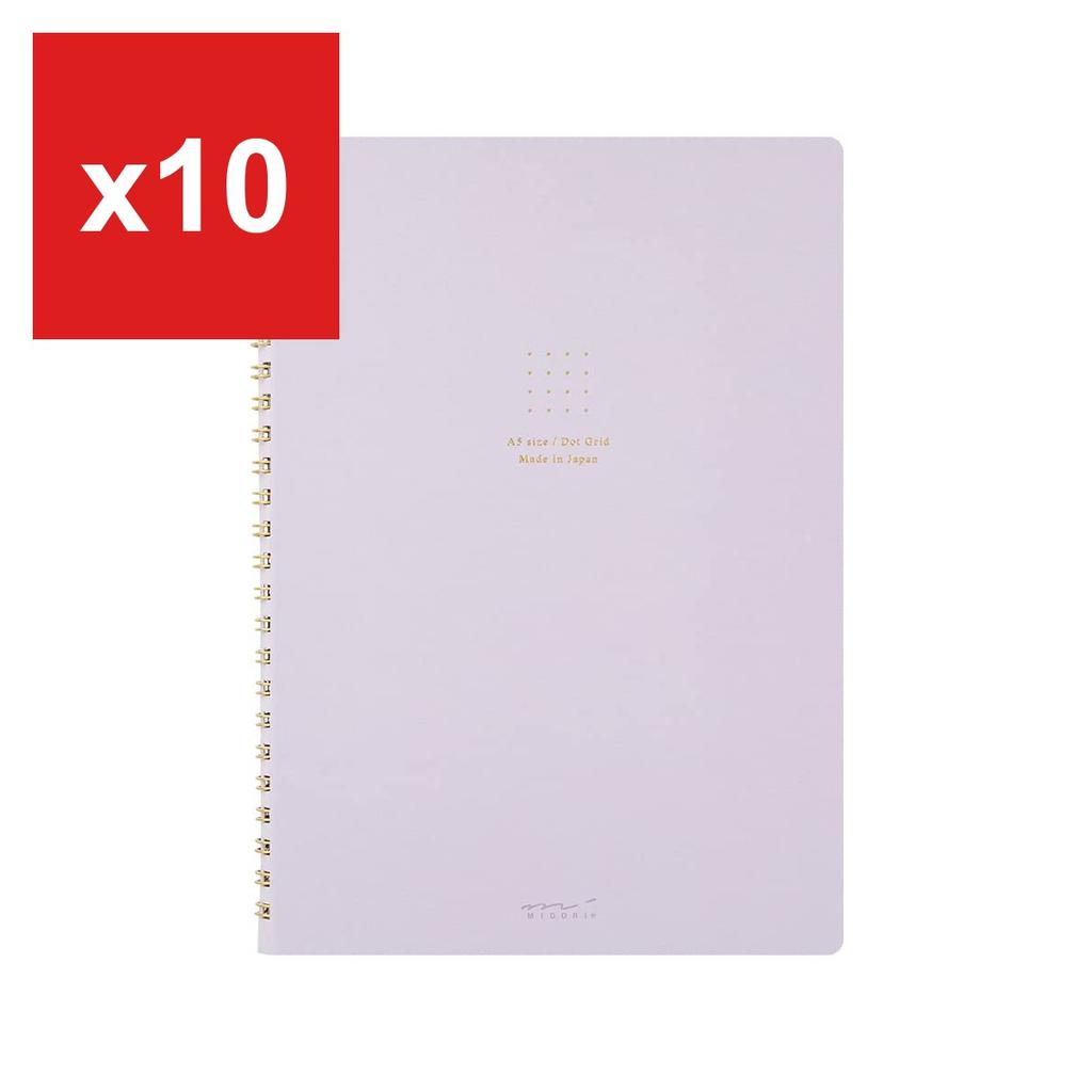 MIDORI Ring-Bound Notebook, Color Dot Grid, A5 - Purple