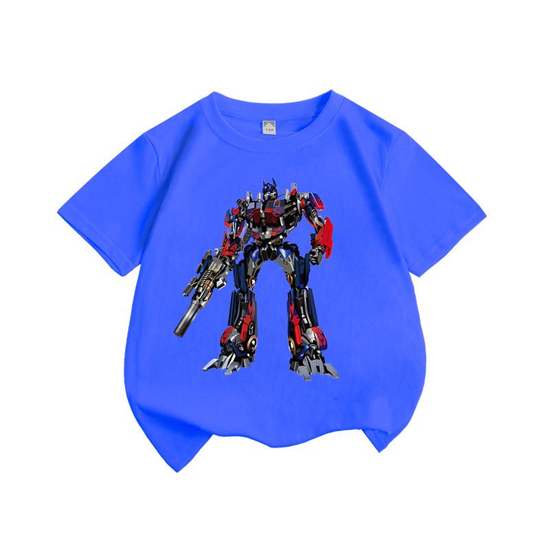 Summer Children's T-Shirt New Transformers Optimus Prime Print Parent-Child Casual Fashion