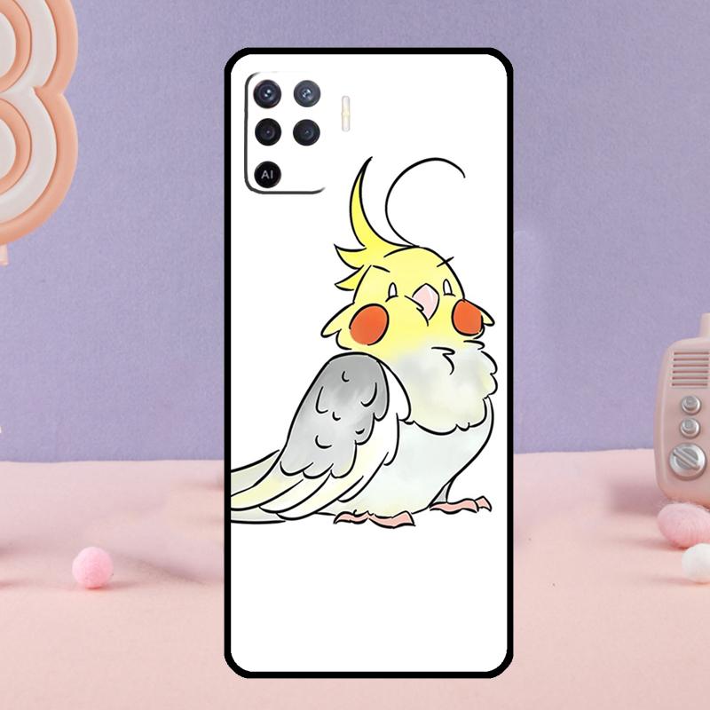 Cartoon Animal Chubby Cockatiel Phone Case For Oppo A78 A98 A80 A40 A60 A18 A38 A58 A15 A17 A77 A74 A94 A54 A57S A16 A76 A96
