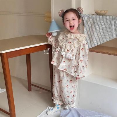 İlkbahar 2025 Bebek Prenses Pijama Takımı: Bol, Uzun Kollu Çocuk Uyku Giysisi
