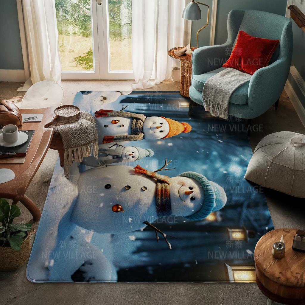 House Entrance Carpet Home Door Mat Living Room Bath Foot Bathroom Non-slip Water Absorption Rugs Bath Merry Christmas Winter