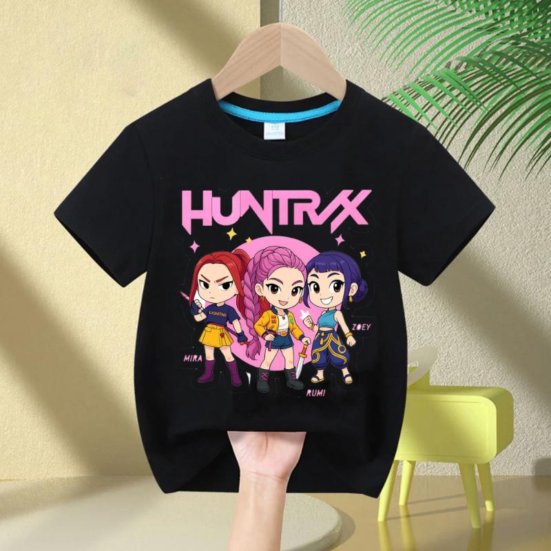 2025 KPop Demon Hunters Print Fashion Casual Tops Kids T-shirt Crew Neck Cartoon Girls Boys Tee Casual Baby Girl Clothes Rumi