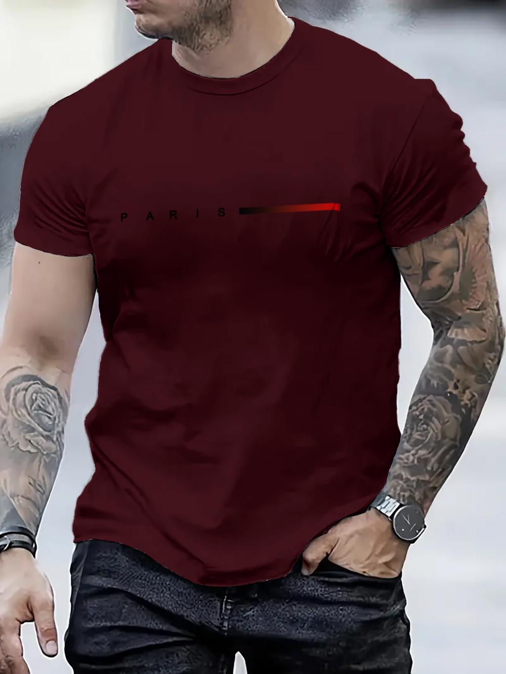 

Летняя футболка с короткими рукавами и принтом Парижа, топы с 3d принтом, приталенная мужская одежда, футболка большого размера M