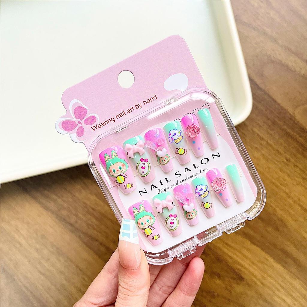 Pegatinas de Uñas Portátiles de Dibujos Animados para Niñas - Estilo Largo Blanqueador de Uñas, Nuevo Diseño 2026 para Uñas de Niñas Medianas y Grandes