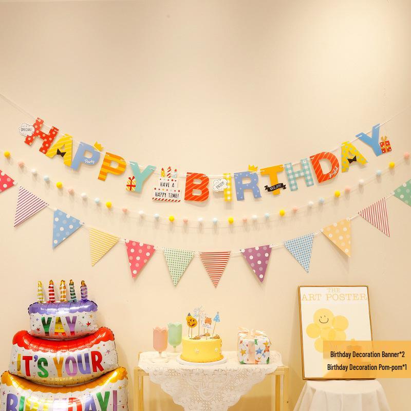 Erster Geburtstag Banner mit Pompon Girlande für Kinder - Foto Hintergrund und Party Dekoration