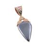 Natural Gunmetal Gemstone 925 Solid Sterling Silver Two Tone Pendant 1.75" D0e02