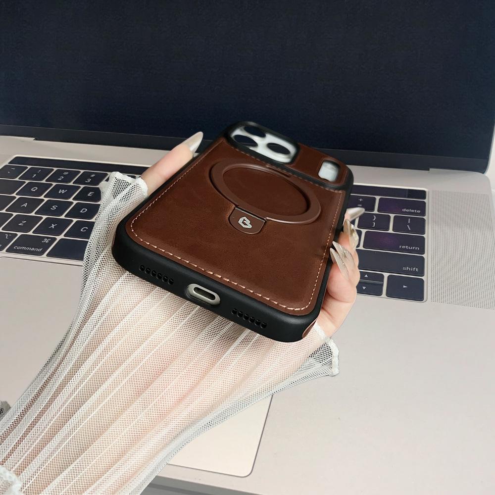 Suitable for iPhone 17 Phone Case Air Apple 17 Pro Max Magnetic Charging Leather Case Anti-drop Stand Business
