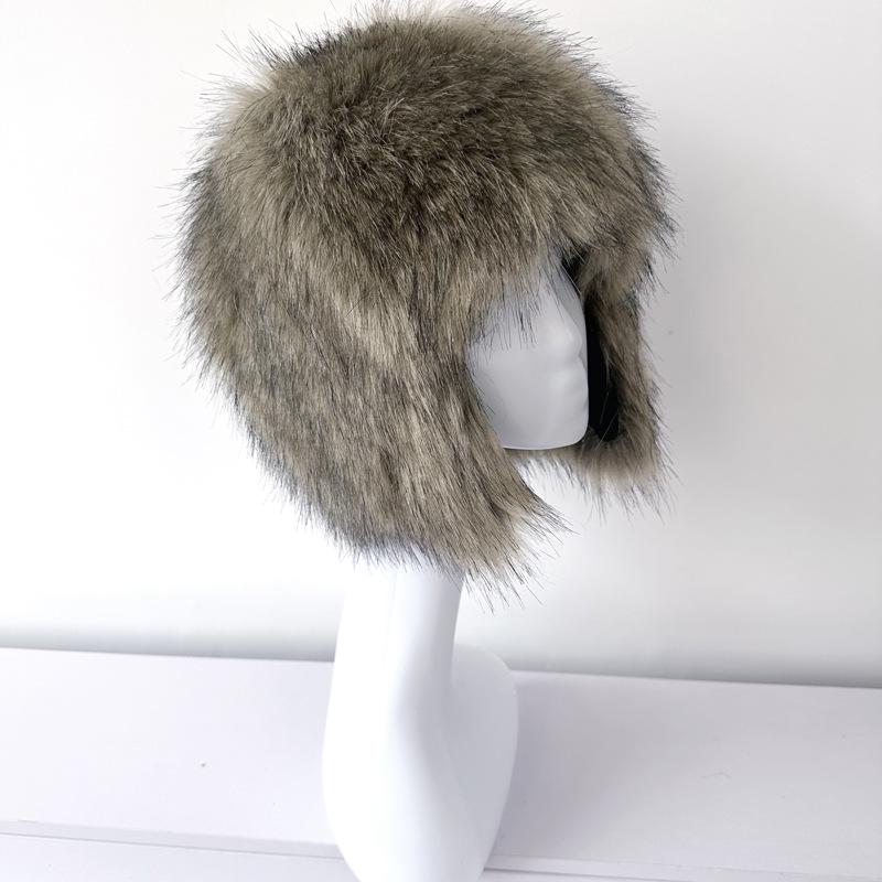Cappello da Donna di Alta Gamma in Morbida Pelliccia Sintetica di Procione con Protezione per le Orecchie - Stile Secchiello Autunno/Inverno