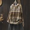 Pull à capuche ethnique vintage en coton pour femme, ample, grande taille, décontracté, pour l'hiver/l'automne