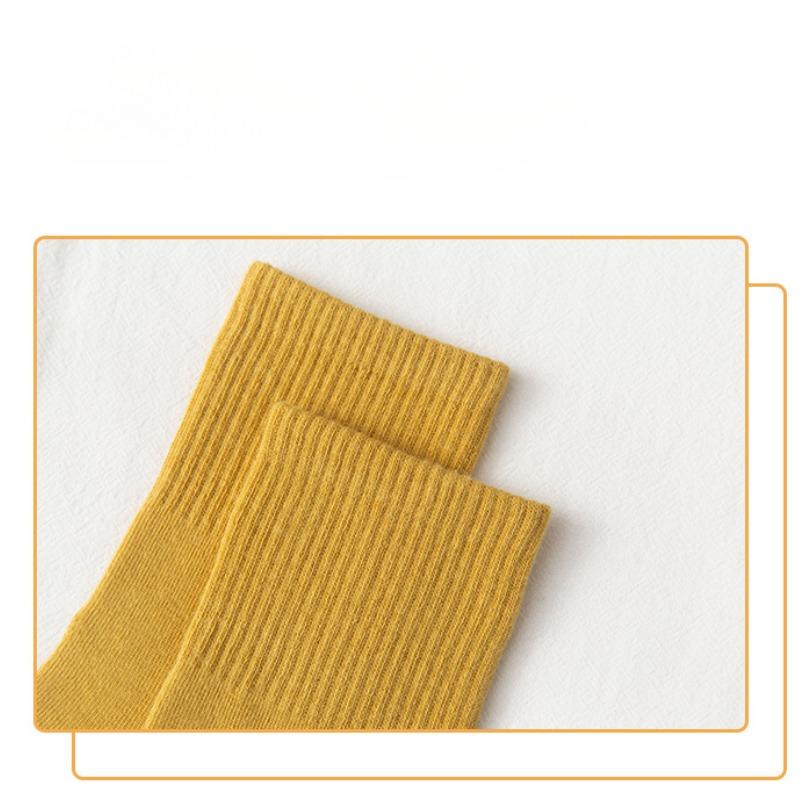 Autumn and Winter Women's Solid Color Cotton Socks Mid-Calf Socks Women's Fashionable Thickened Long Socks
