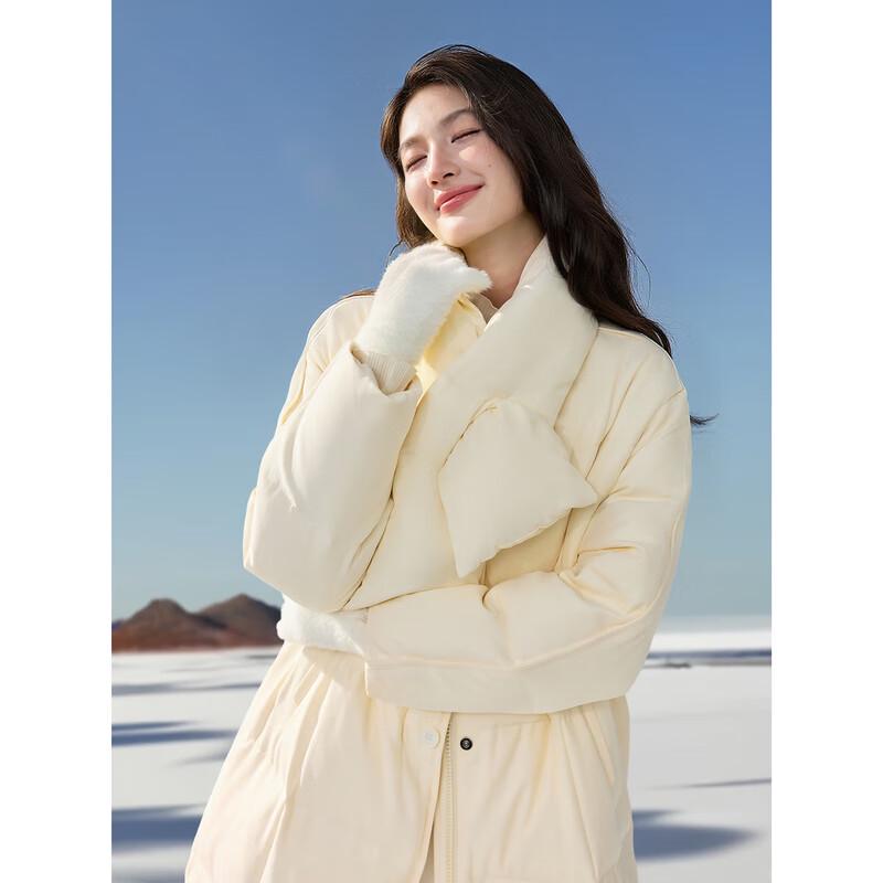 

Женский длинный пуховик с воротником-шарфом Qiushuiyiren XL