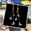 New Fashion Women Crystal Butterfly Drop Earrings Female Elegant Long Tassel Dangle Earrings 2020 Statement Party Jewelry Gift
