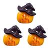 jijijing 3Pcs Halloween Mini Resin Figurines, Miniature Pumpkin Ghost Grim Reaper Castle Statue for Spooky Fairy Garden, Haunted House, Micro