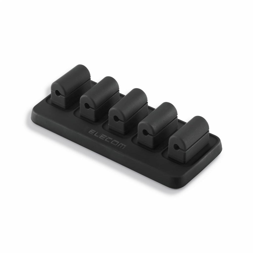 Elecom Magnetic Cable Holds 5 Adhesive Prevents Cable EKCWCHS02BK Clips, Cables, Washable, Fixing, Breakage, Black, 5-Pack,