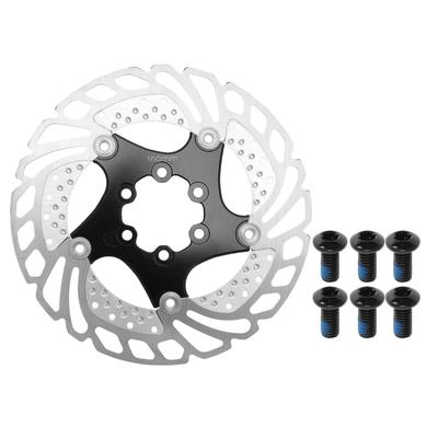 BULLSPANN 1 Set Fahrrad Scheibenbremse 160mm Abgerundeter Fahrrad Bremsscheiben Rotor mit 6 Fahrrad Schwimmende Scheibenbremsrotoren für Berg Straße Schwarzer Rotor,