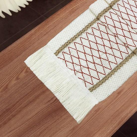 Boho Style Table Runner Patchwork Color Long Farmhouse Rustic Table Runner with Tassel Party Home Decor