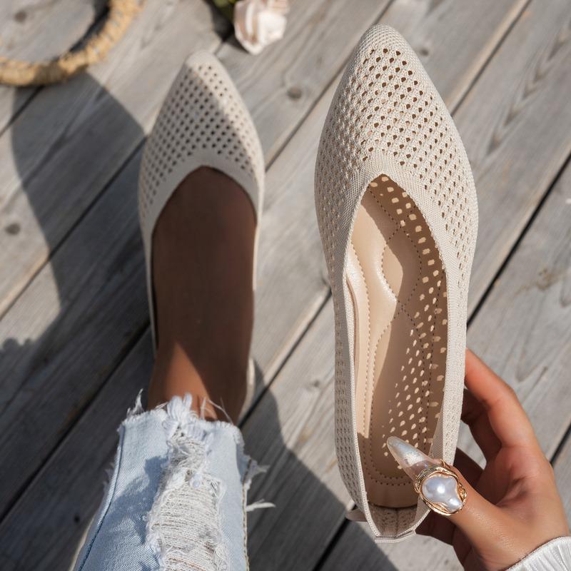 Shoes Women's Shoes Solid Color Pointed Flat Shoes Women's Casual Cloth Shoes Flying Weaving Doudou Shoes
