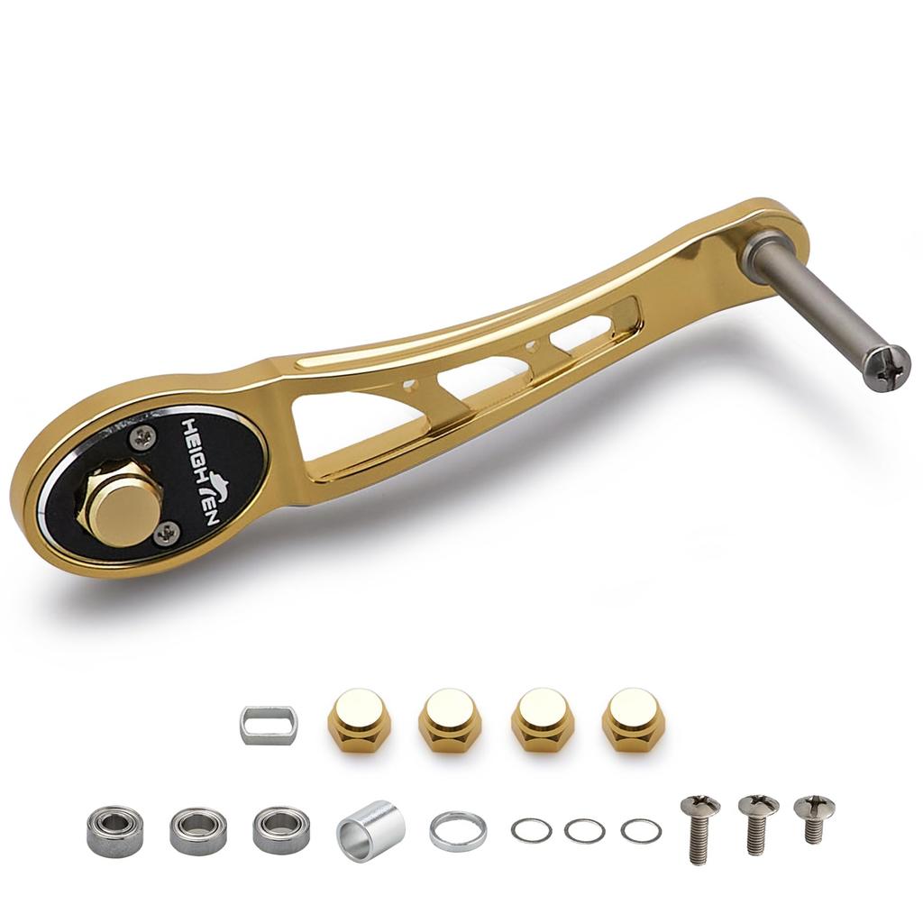 HEIGHTEN 65/75/80/90mm Baitcasting Reel Handle (No Knob) for Shimano, Daiwa, and Abu Baitcasting Reels, Ach Series (Gold, 80/90mm Adjustable) (792)