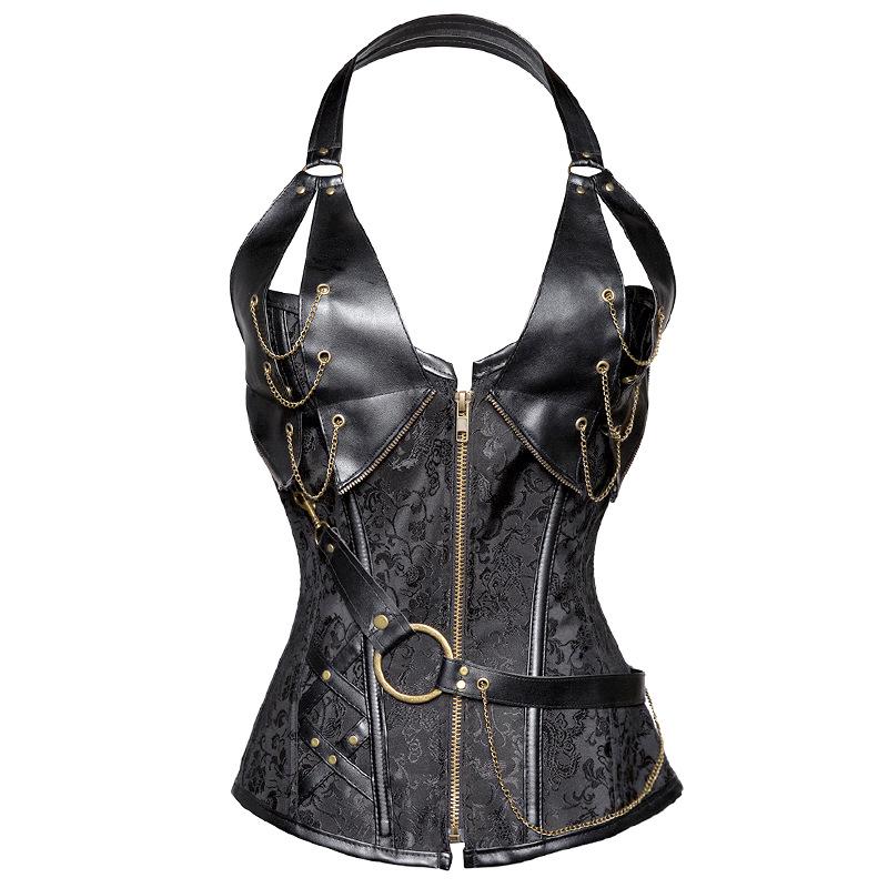 Steampunk Gothic Halter Corset Top - European Style Waist Cincher Body Shaper