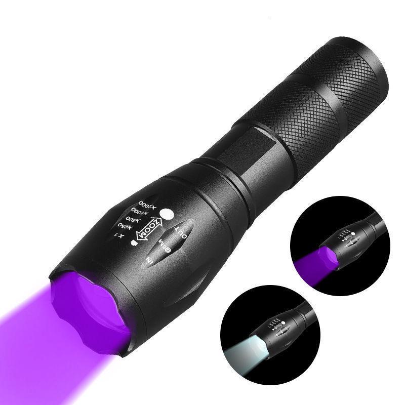 LED Multifunctional Flashlight - USB Rechargeable, Triple Light Source, Purple Identification, Aluminum Alloy, Night Fishing