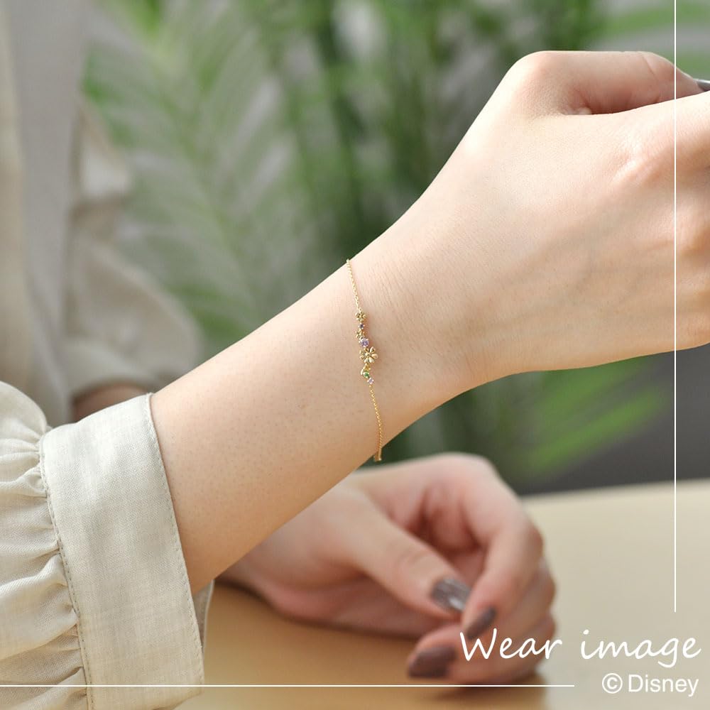 Disney Tangled Princess Bracelet, 10K Yellow Gold with Citrine, Green Garnet, and Amethyst, Christmas Design (FBLDS20021)