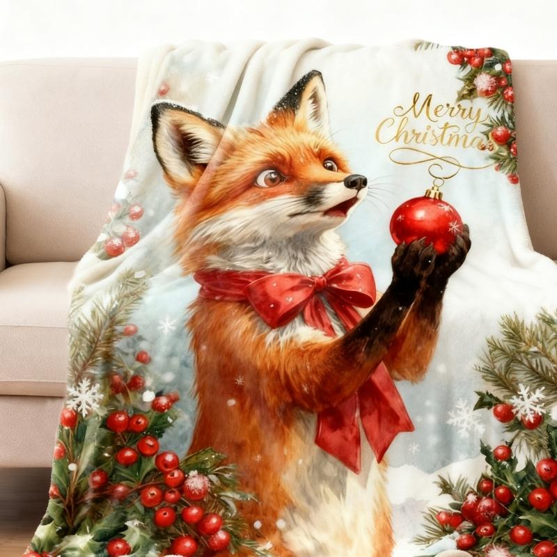 (1pc)Lovely Christmas Animal Blanket Fuzzy Cartoon Blanket for Kids Teens Great New Year Gifts