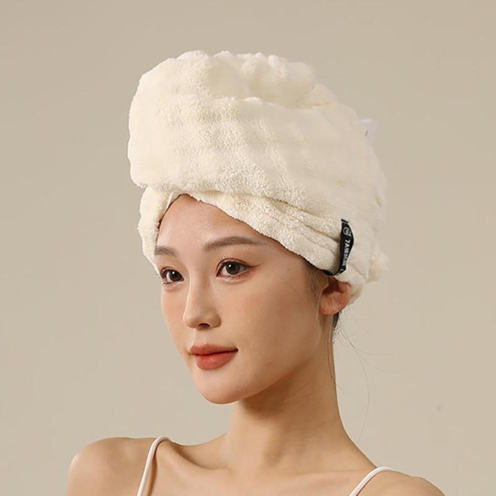 

Durable Thickened Dry Hair Cap Microfiber Coral Quick Drying Hair Towel Extra Large Wrap With Elastic Band Wrapped Bath Caps білий