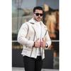 Men's Tan Color Napa Leather Cross Model Coat