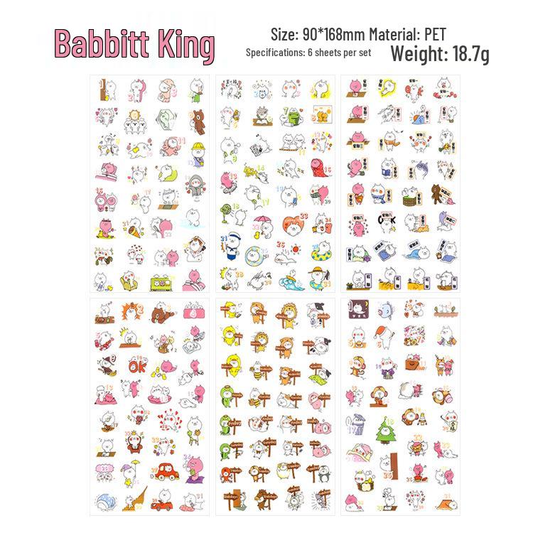 Korean Cartoon Animal Transparent PVC Stickers for Diaries and Baby Growth Journals