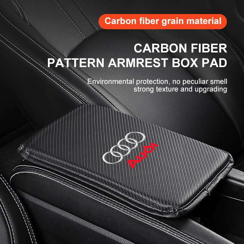 Carbon Fiber Leather Car Console Box Pad Car Armrest Cushion Cover for Audi C5 C6 C7 A4 B6 B8 B7 A6 A3 A5 Q5 Q7 8P S3 S5 S1 S4 S2 RS3 RS4 RS5 RS6 RS8