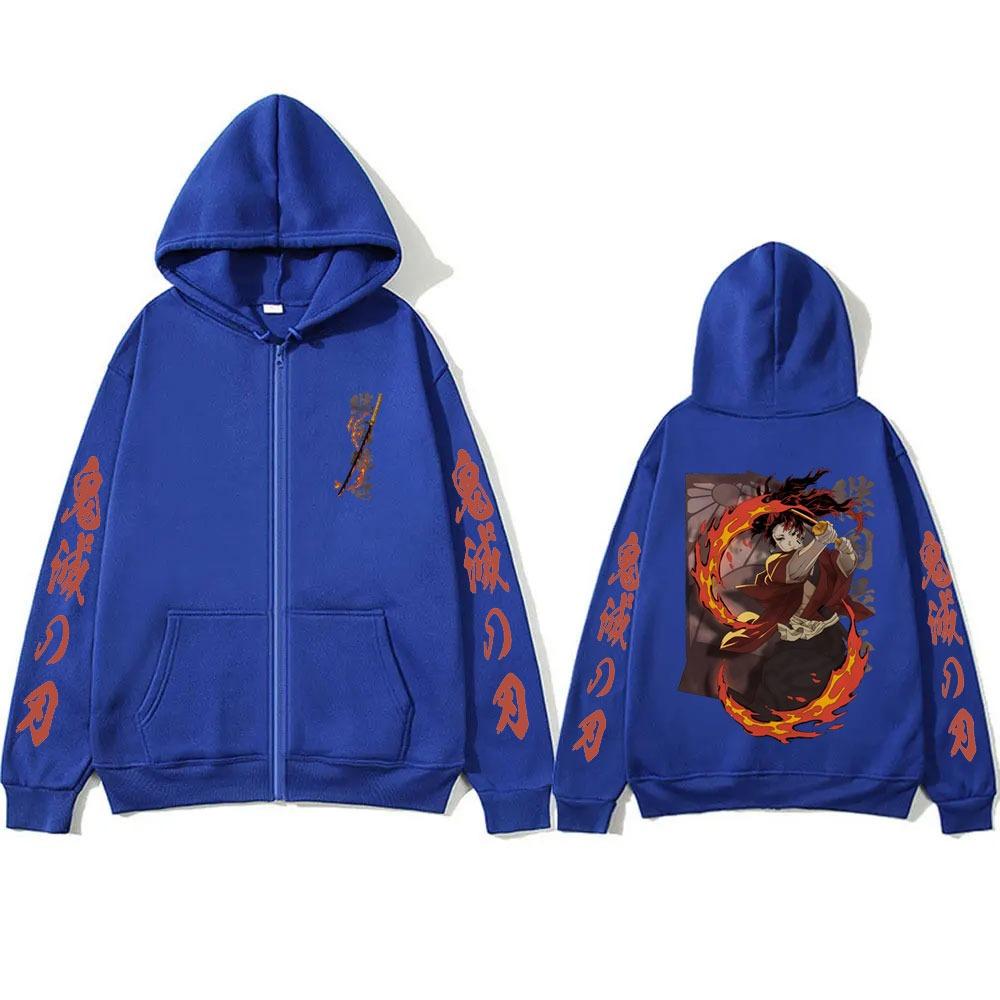Demon Slayer Tsugikuni Yoriichi Merch Zipper Hoodie Men Women Fashion Oversized Zip Up Jacket Man Fleece Zip Up
