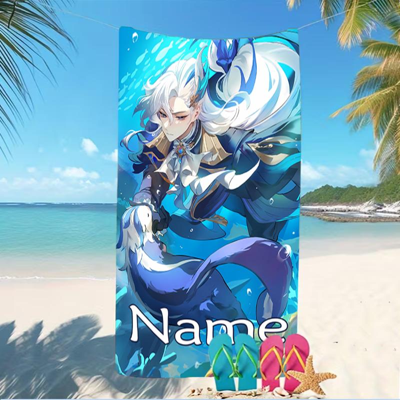 Customizable Personalized Beach Towels Genshin Impact Navelette Themed designs.Suitable for the Beach, Yoga, Sports;ideal As Beach Accessories