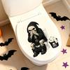 Waterproof PVC Toilet Art Halloween Skeleton Sticker, Funny Pooping Lid Decal, Dark Humor Decal Adhesive Bathroom Sticker for Tank, Holiday Home Decor