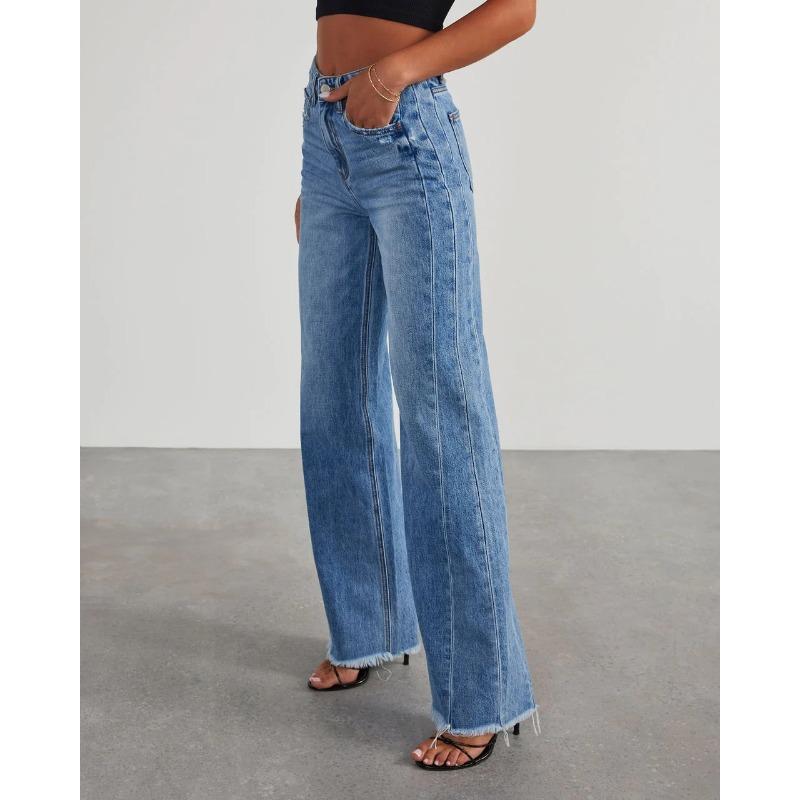 VEZFAA Women's Fashion Casual Solid Color Print High Waist Trousers Pants & Capris