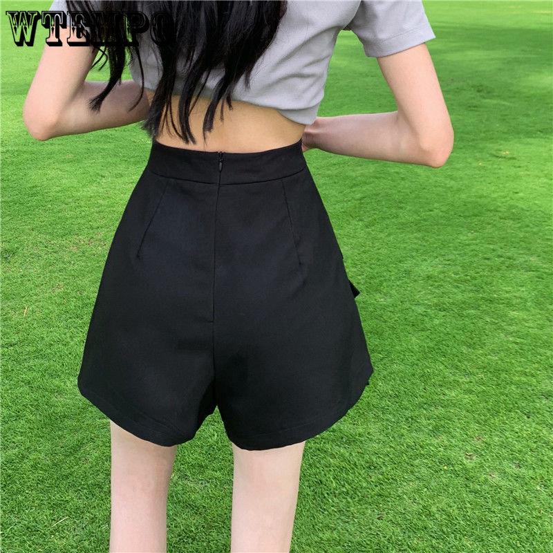 Bow Design Sense Niche Solid Pleated Suit Skirt Ladies Summer Chic Versatile High Waist A Line Half Mini Skirt