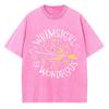 Magic Theme Letter Print T-Shirt Unisex Style Oversize Washed Denim Short Sleeve Vintage Top