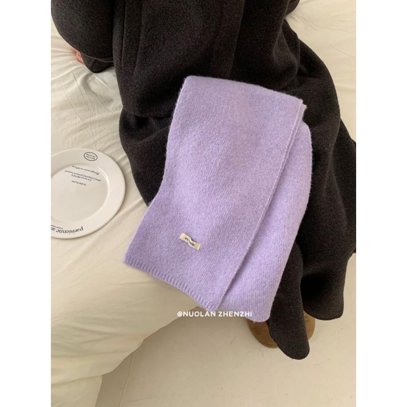 Soft Wool Blend Knit Scarf Women Winter Warm Solid Color Long Plain Shawl Fashionable Everyday Accessory