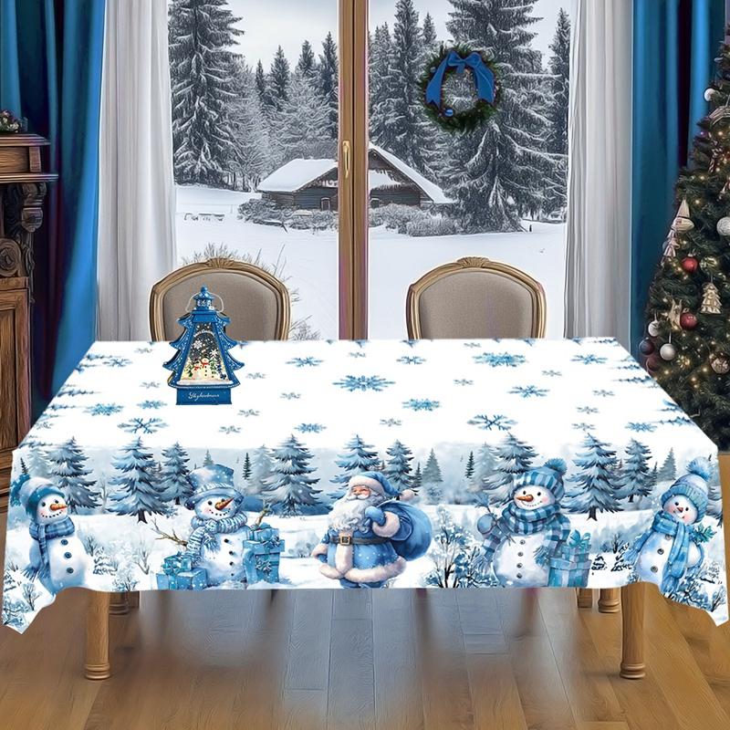 Blauer Weihnachtsmann Schneemann Weihnachtstischdecke Winterwunderland Tischdecke Weihnachtsdekorationen für Zuhause 2026 Navidad Geschenke