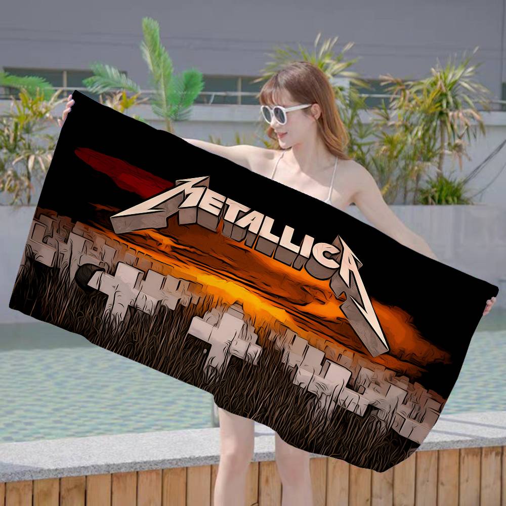 Retro Popular M-metallicaS Band Microfiber Printed Beach Towel Mountain Climbing Yoga Beach Swimming Running Absorbent Towel