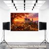 2D Flat Design, 1 Piece, Forest Clearing At Dusk, Castle and Small Animal Background Fabric. Suitable for Families and Gardens.